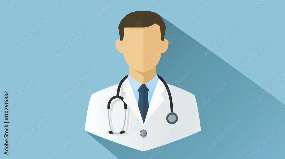 A simple, flat-style icon of a doctor wearing a stethoscope and a lab coat. A simple, flat-style icon of a doctor wearing a stethoscope and a lab coat.
