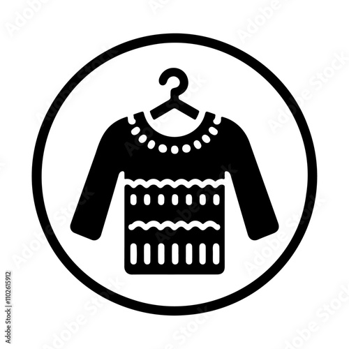 Textile knit sweater black silhouette style vector illustration