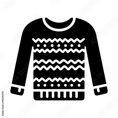 Textile knit sweater black silhouette style vector illustration