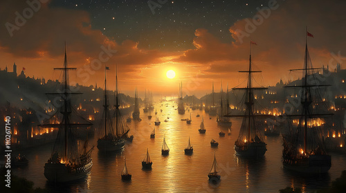 Sunset Harbor Illustration:...