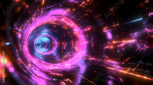 Abstract 3D Neon Tunnel Bac...
