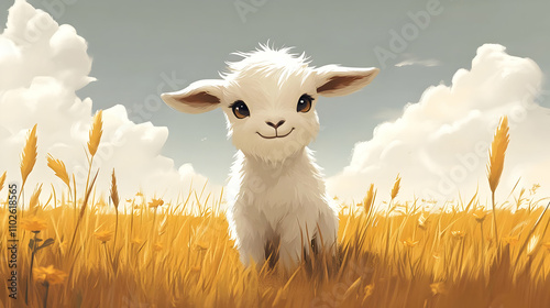 Cute Lamb Illustration in G...