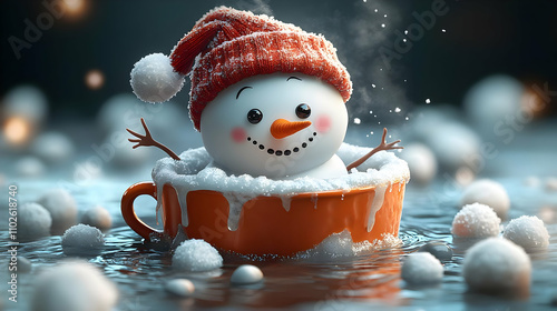 Joyful Snowman in a Mug 3D ...