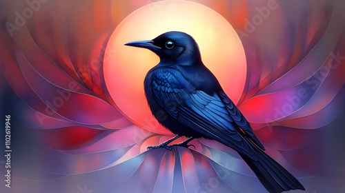 Dark Bird, Abstract Illustr...