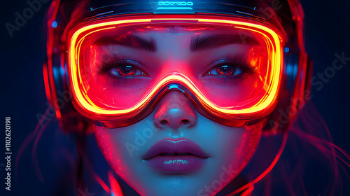 Neon Goggles Woman Digital Art