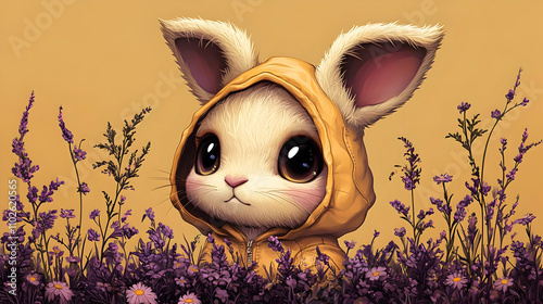 Cute Bunny in Yellow Hoodie...
