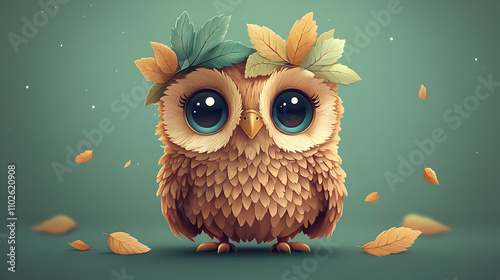 Adorable Autumn Owl Illustr...