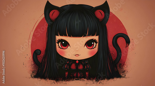 Cute Cat Girl Illustration