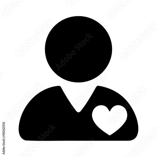 Person user account avatar with love black vector icon design