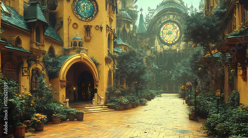 Enchanted Courtyard Illustr...