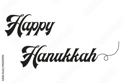 Happy Hanukkah holidays hand drawn lettering writing text icon. vector illustration.