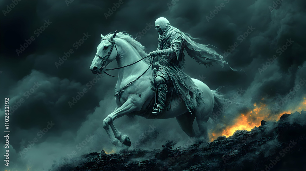 Naklejka premium Dark Fantasy Horseman Illustration