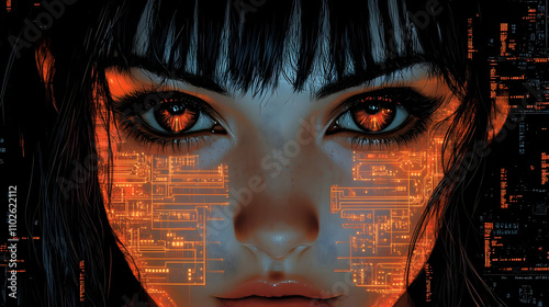 Cyberpunk Girl Digital Illu...