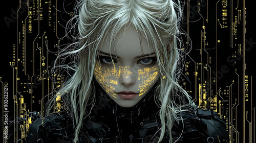 Cyberpunk Woman Digital Ill...