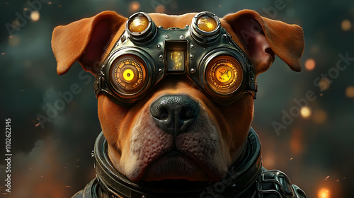 Cyberpunk Dog 3D Illustration