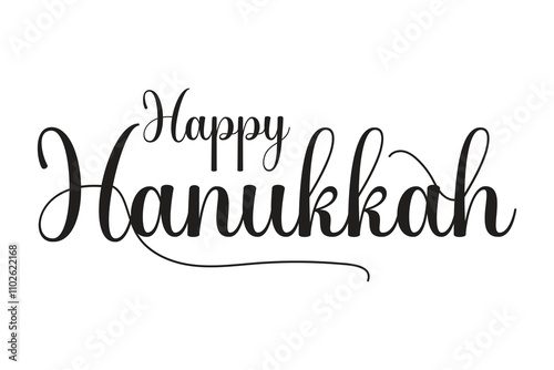 Happy Hanukkah holidays hand drawn lettering writing text icon. vector illustration.