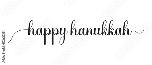 Happy Hanukkah holidays hand drawn lettering writing text icon. vector illustration.