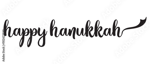 Happy Hanukkah holidays hand drawn lettering writing text icon. vector illustration.