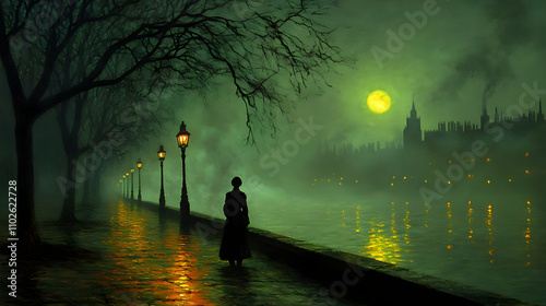 Nocturnal River Scene Illus...