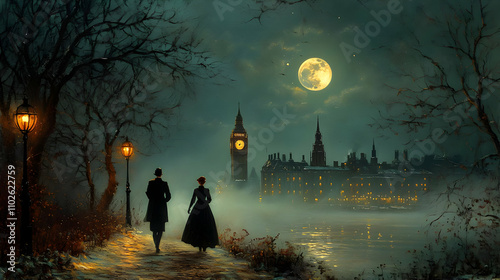 Moonlit Cityscape Illustrat...