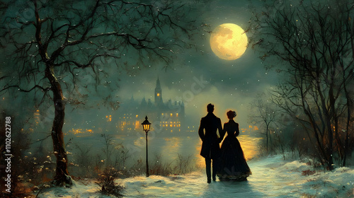 Romantic Winter Night Illus...