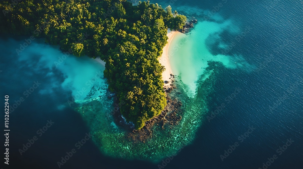 Aerial view of tropical island beach
