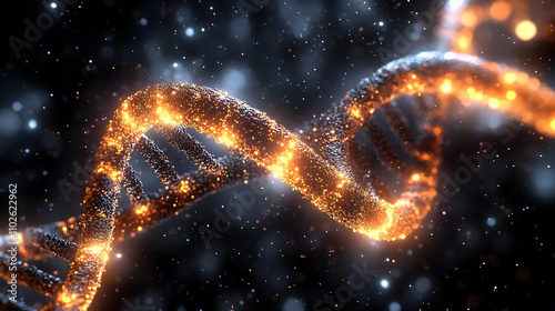 Glowing DNA Strand 3D Illus...