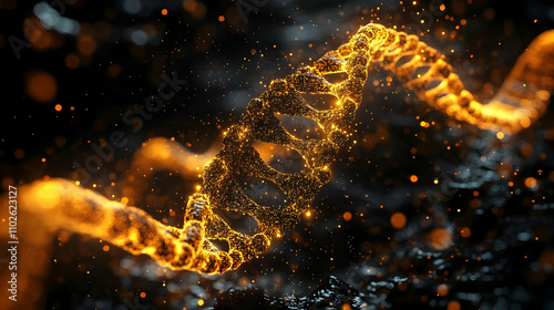 Glowing DNA Strand 3D Illustration photo