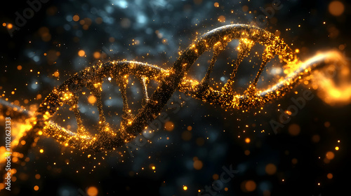 Glowing DNA Strand 3D Illus...