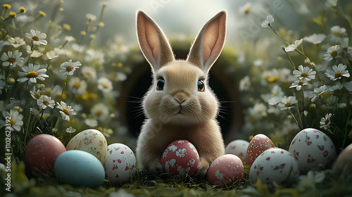 Adorable Easter Bunny with ...