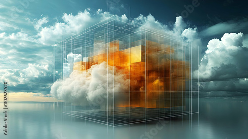 Abstract 3D Cube Cloud Seas...