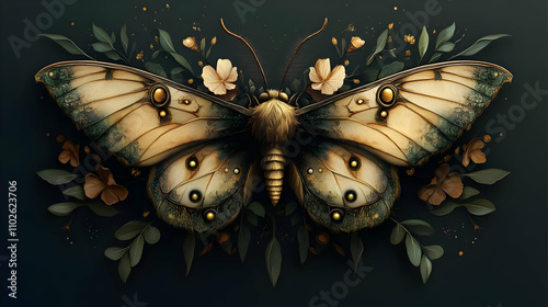 Ornate Moth Illustration, G...