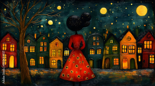 Night Village Illustration:...