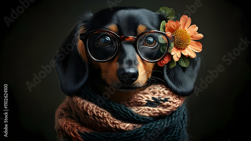 Adorable Dachshund in Glass...