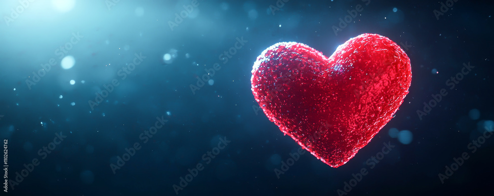 A vibrant, sparkling red heart symbolizing love and affection in a magical atmosphere. A vibrant, sparkling red heart symbolizing love and affection in a magical atmosphere.