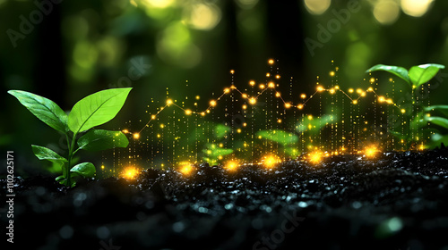 Golden Growth: Abstract Bac...