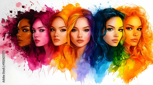 Colorful Women Watercolor I...