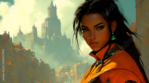 Fantasy Cityscape Woman Ill...