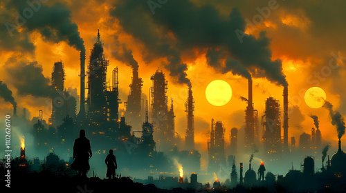 Industrial Sunset Illustration
