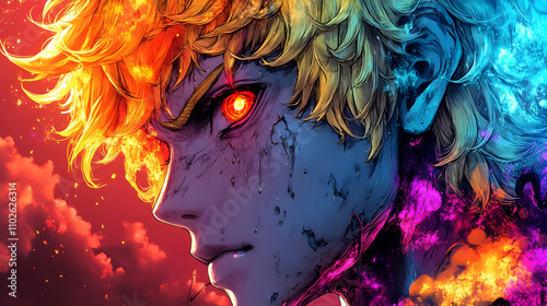 Fiery Anime Illustration: C...