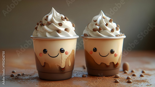 Cute Whipped Cream Cups 3D ...