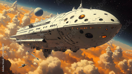 Futuristic Spaceship Illust...