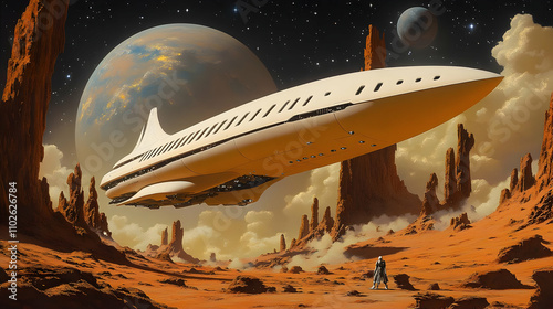Spaceship Landing on Alien ...