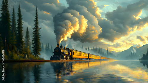 Sunset Train Journey, Reali...