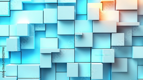 Abstract Blue And Orange Cube Pattern Background