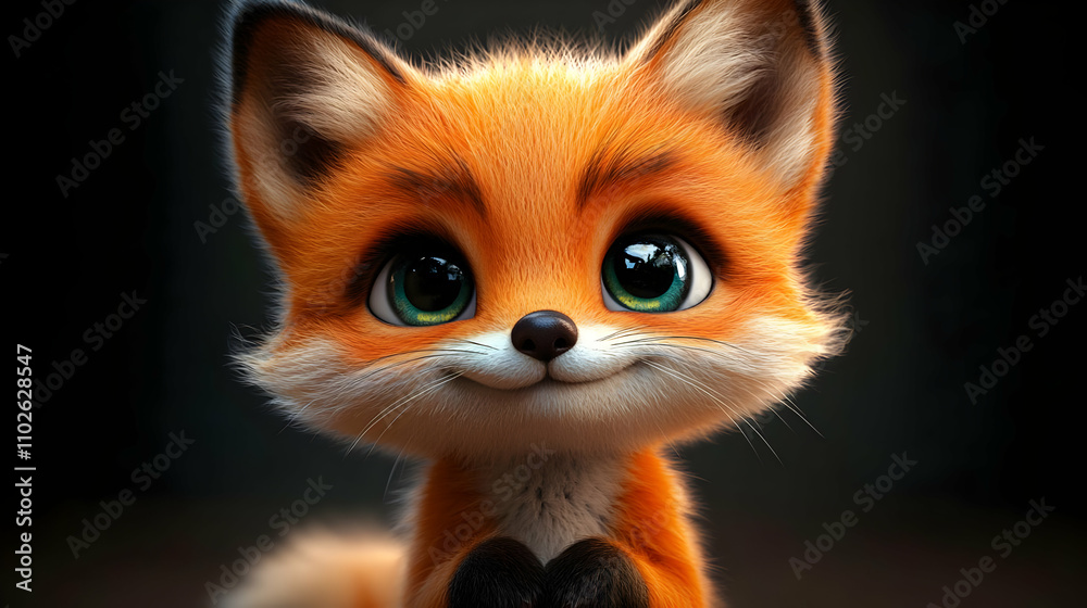 Obraz premium Adorable 3D Fox Illustration