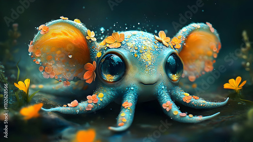 Cute Fantasy Octopus Illust...