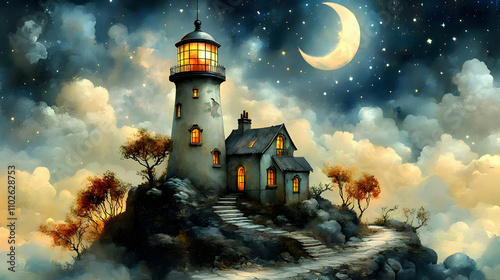 Night Lighthouse Illustrati...
