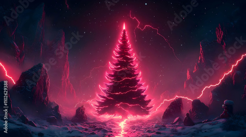 Neon Christmas Tree Digital...