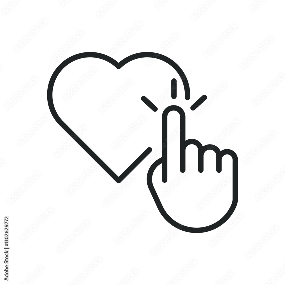 Obraz premium Like button click thin line icons. Editable stroke and Perfect pixel on transparent background